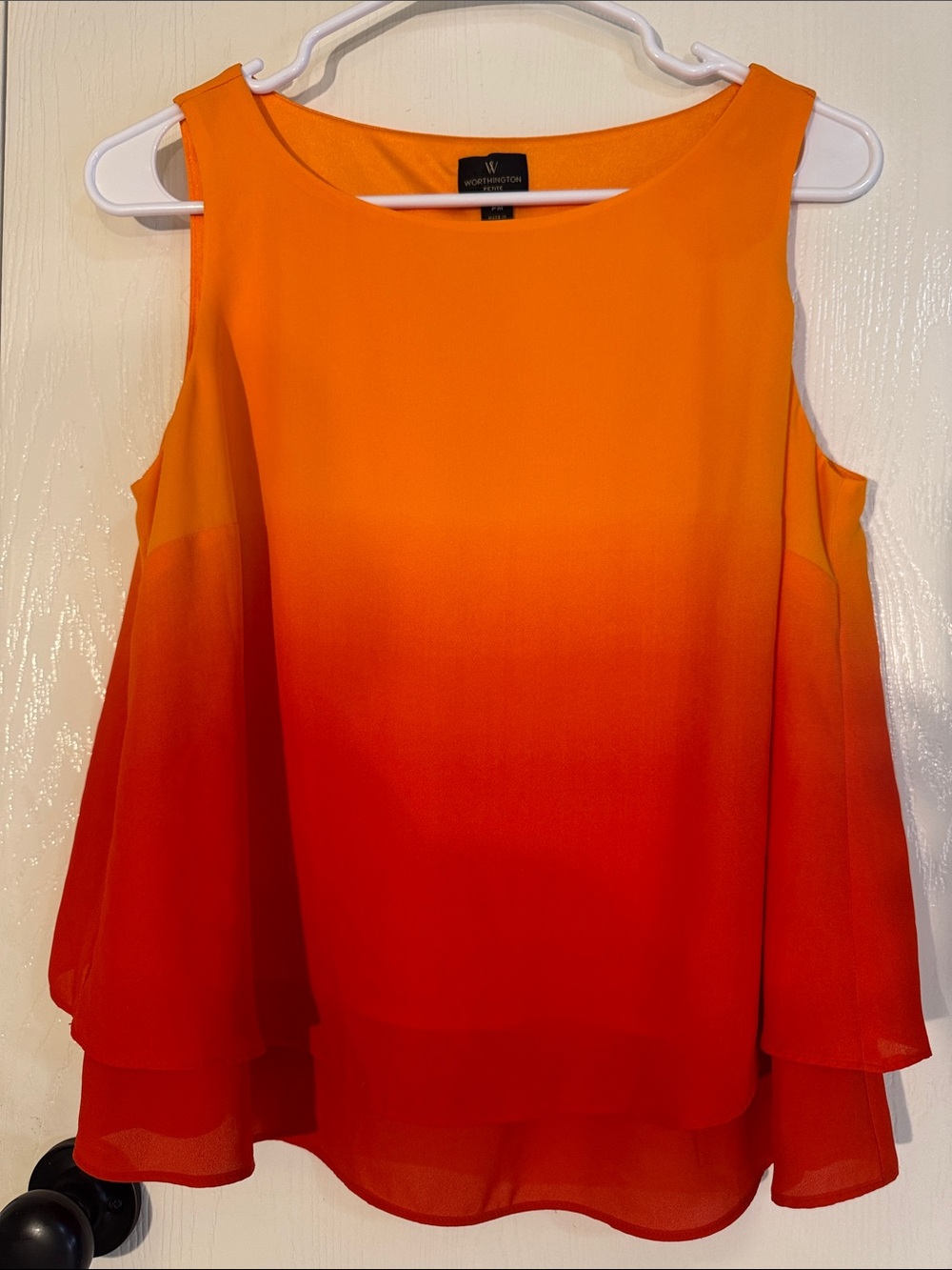 Worthington Orange to Red Ombre Layered Sleeveless Top